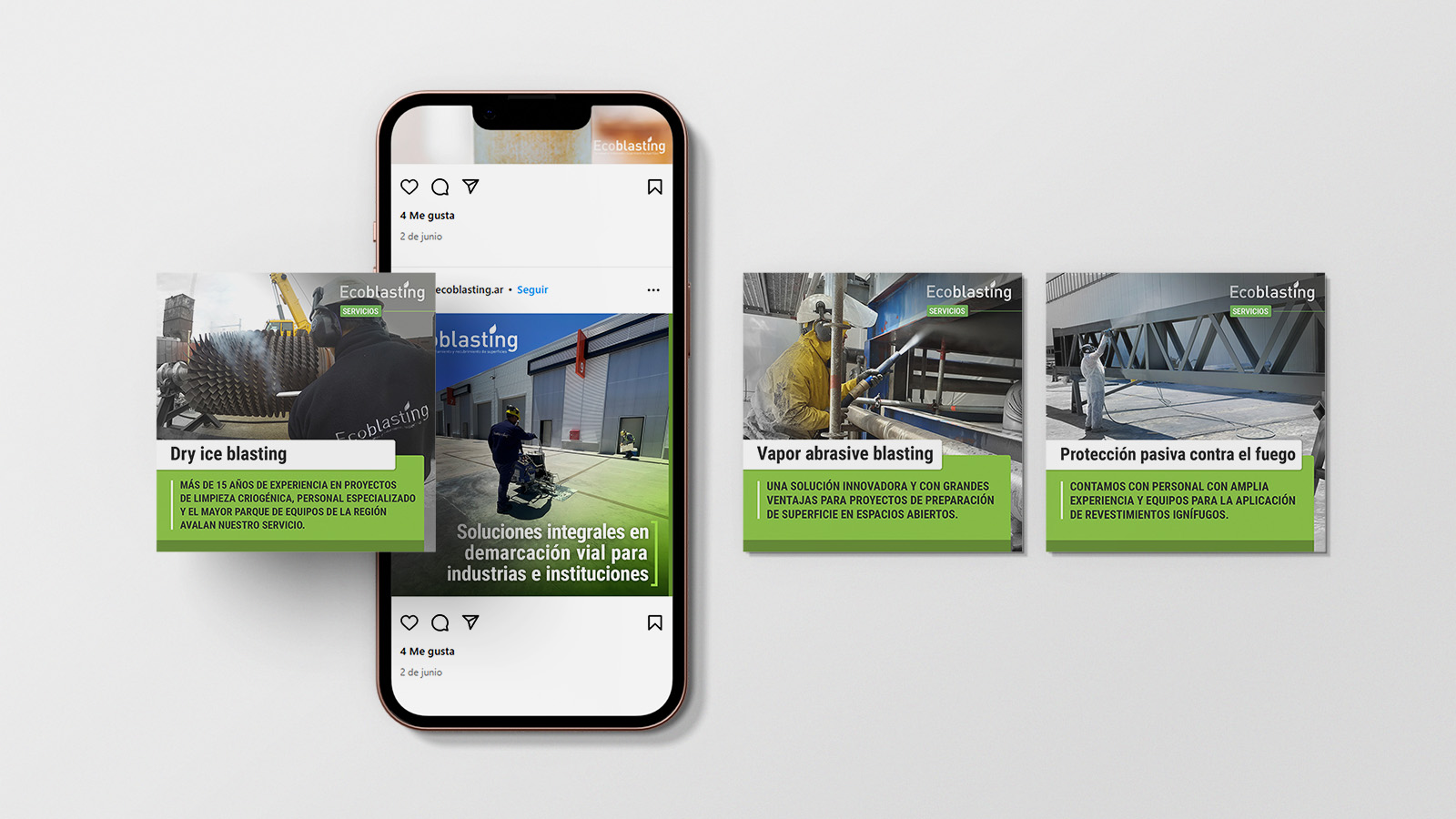 ecoblasting limpieza industrial posts redes sociales